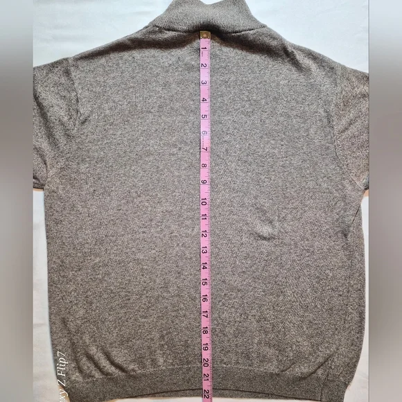 Talbots Petites Made in Italy 100% Cotton Mock Neck Sweater - Grey Marl - Med - Picture 5 of 6